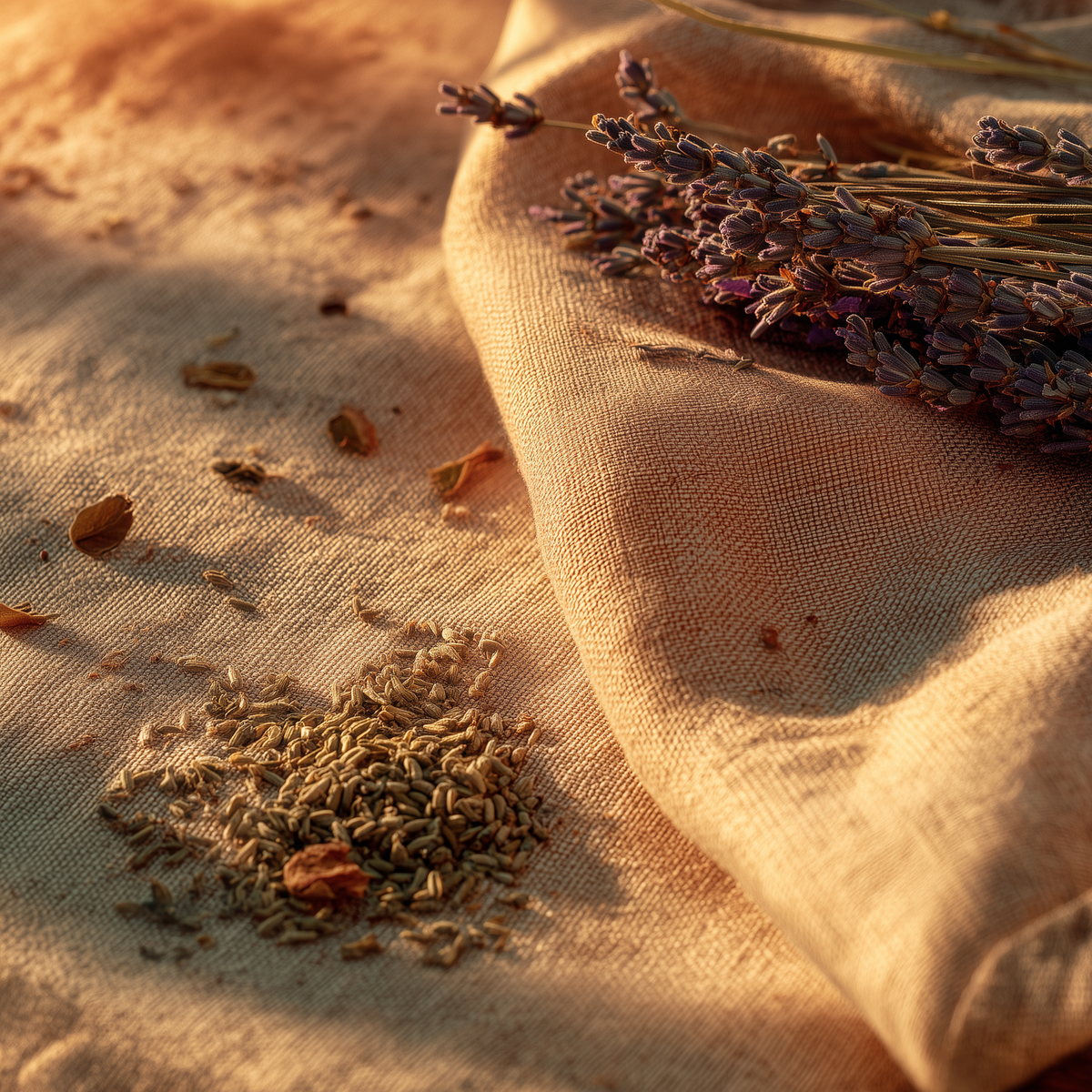 CALM
Lavender & Chamomile
Soft dried herbs, almost linen-like